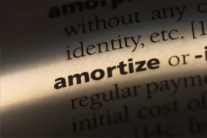 Close-up of the word "amortize" in dictionary.