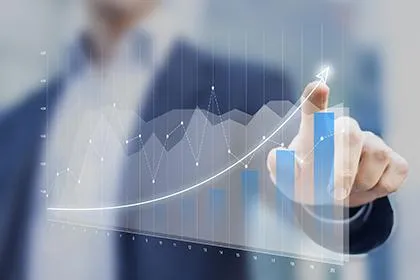 Graph showing upward financial growth trend.